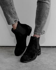 Model's feet wearing Pedro Garcia suede boots