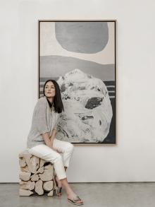 Sweater | LORENA ANTONIAZZI Painting | NANI 13 Pants | PESERICO INDIGO AND CREAM ABSTRACT II Sandal | PEDRO GARCIA