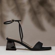 Black strappy heeled sandal