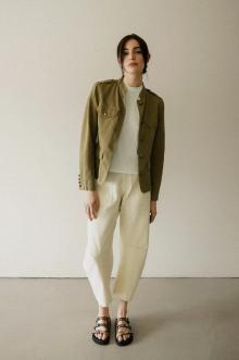 Nili Lotan Shon Cotton and Linen-blend Twill Tapered Pant in Stone