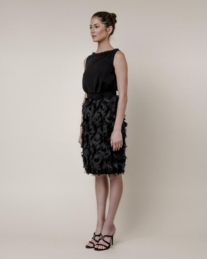 【送料&関税込】Max Mara Vneck Fringed Dress MaxMara Fringe Dress 6 black MaxMara- abersons