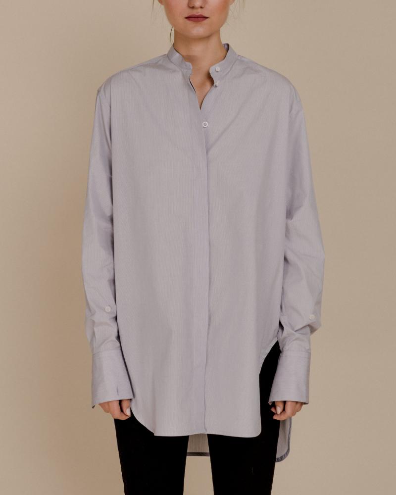 The Row Long Striped Shirt - gry/wht / m