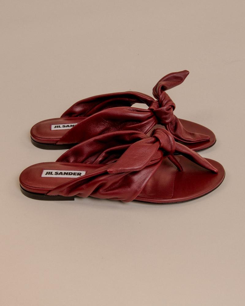 Jil Sander Bow Slip On Sandal - dark red / 36-