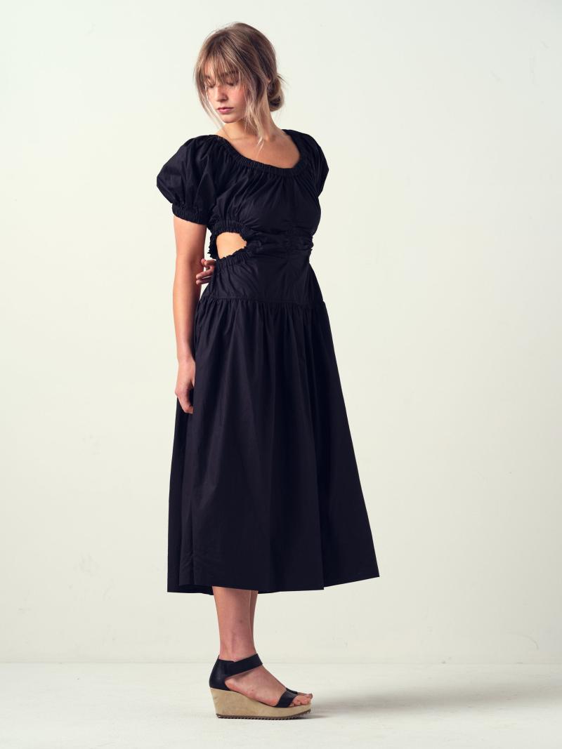 ULLA JOHNSON ブラック花柄ワンピースMA40 Amaia Dress - Hellebore Silk Floral Ruffle Dress - Ulla Johnson